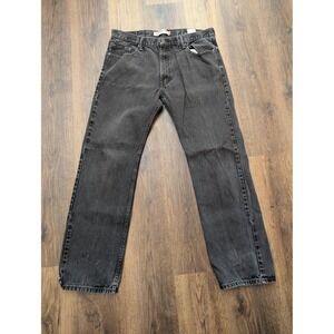Levis 505 Jeans Mens 38x32 Dark Gray Straight Leg Fit Denim Charcoal Wash